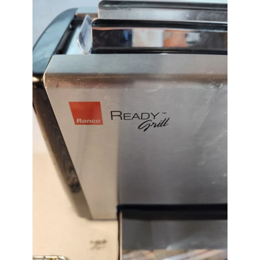 Ronco Ready Grill Indoor Cooking used RG1001BLDRM ss/black w/ basket B-2 (1102)